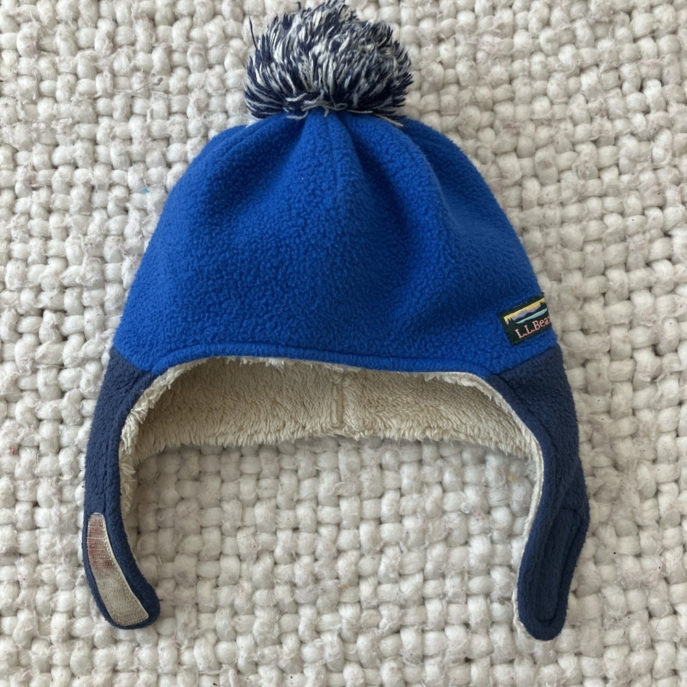 LL Bean Toddler 12-24 Months Fleece Hat Ear Flap‎ Blue